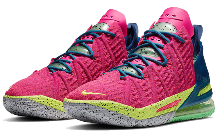 Мужские кроссовки Nike Lebron 18 (розово-желто-синие) — фото 3