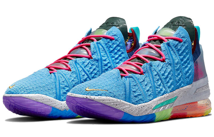 Мужские кроссовки Nike Lebron 18 (сине-бело-фиолетовые) — Синий / белый / фиолетовый — фото 3