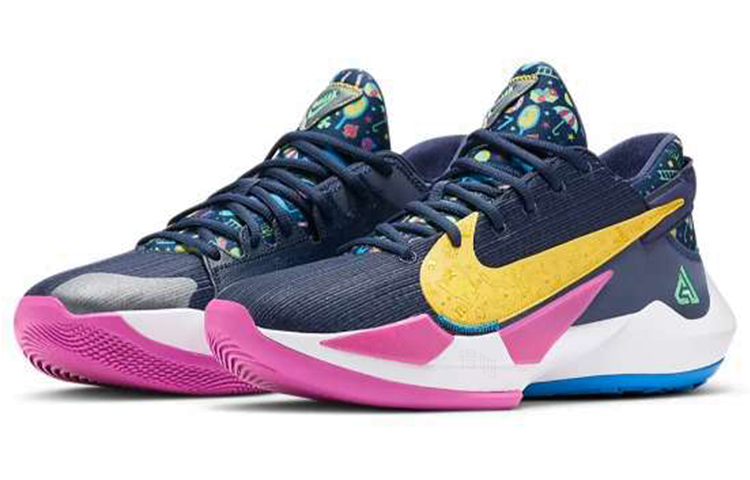 Кроссовки Nike Freak 2 Zoom EP "Make Your Own Luck" TPU (черный / розовый / золотой / синий) — Чёрный / розовый / золотой / синий — фото 3