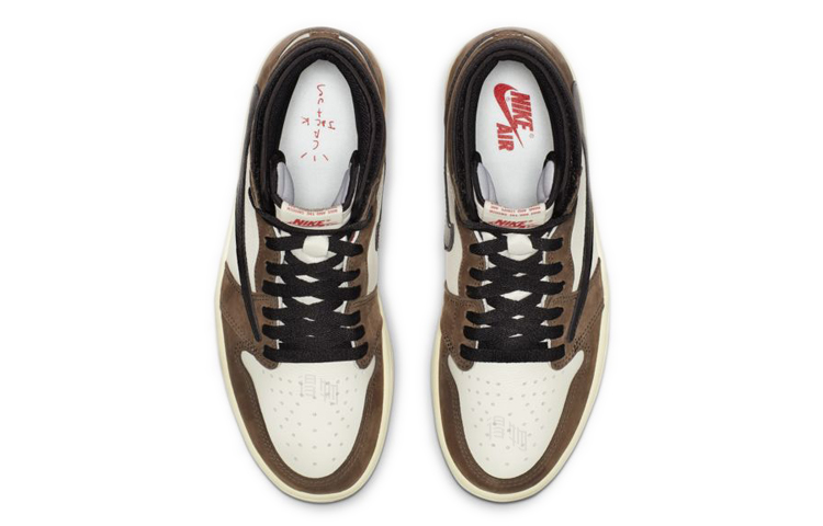 Кроссовки Travis Scott x Jordan Air Jordan 1 High Og Ts Sp (коричнево-белые) — фото 4