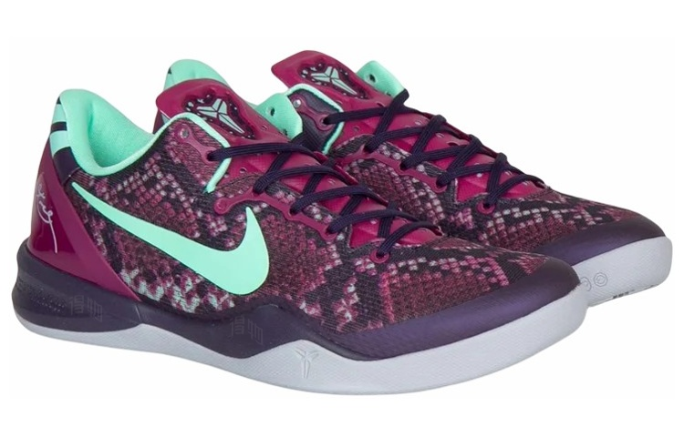 Мужские кроссовки Nike Kobe 8 (фиолетовые) — 紫色王朝/树莓红 /狼灰/荧光绿 — фото 2