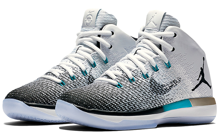 Мужские кроссовки Jordan Air Jordan 31 N7 (белые) — 黑/黑/深绿松石白 — фото 2