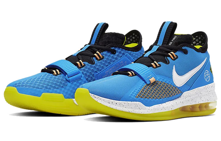 Мужские кроссовки Nike Air Force Max Low (сине-желтые) — Синийжёлтый — фото 3