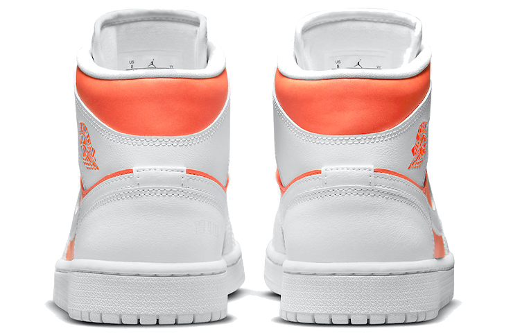 Женские кроссовки Jordan Air Jordan 1 Mid Logo (бело-оранжевые) — Белый / оранжевый — фото 5