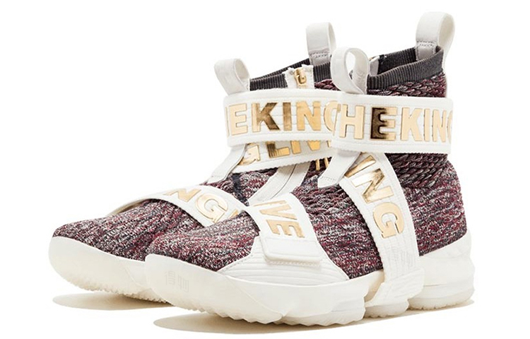 Мужские кроссовки Nike Lebron 15 Lifestyle Kith Stained Glass OG (бело-золотые) — 白/金/花色 — фото 3
