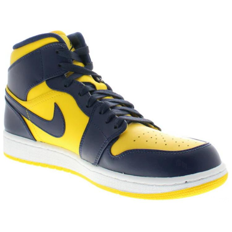 Мужские кроссовки Jordan Air Jordan 1 Mid "Michigan" (желто-черные) — Синий / жёлтый — фото 2