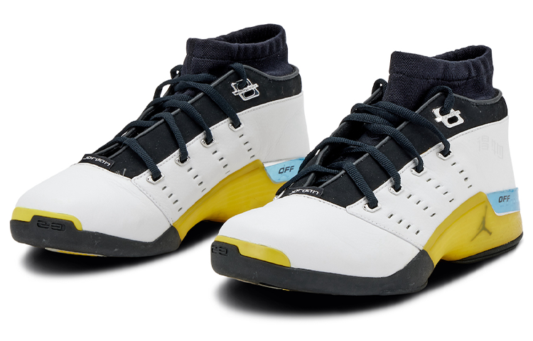 Мужские кроссовки Jordan Air Jordan 17 Low "Lightning" (бело-черно-желтые) — Белыйчёрныйжёлтый — фото 3