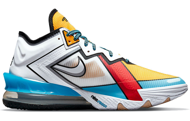 Мужские кроссовки Nike Lebron 18 Low "Stewie Griffin" (белый / синий / желтый) — Белый / синий / жёлтый — фото 2