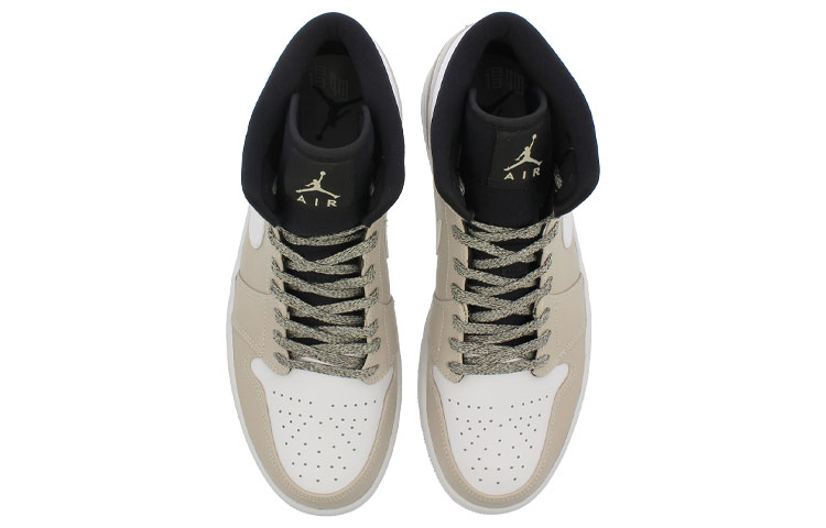Мужские кроссовки Jordan Air Jordan 1 Mid Desert Sand (бежево-белые) — 沙漠色 — фото 4