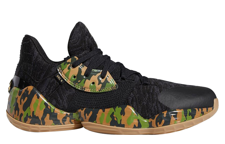 Мужские баскетбольные кроссовки adidas Harden Vol. 4 (черно-зеленый камуфляж) — фото 2