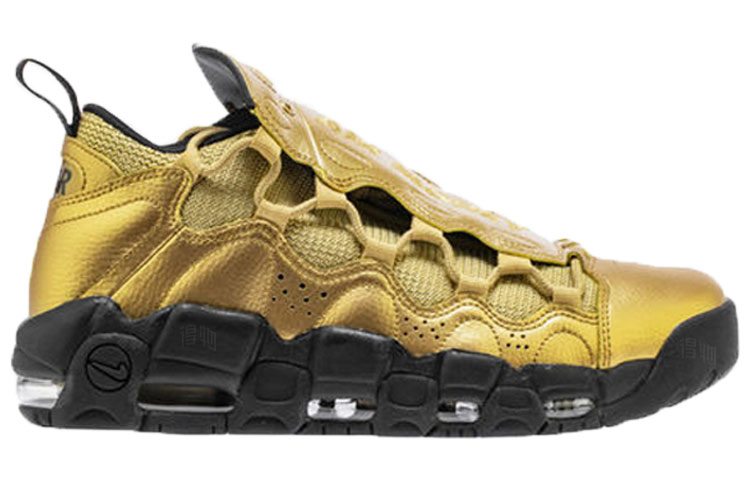 Мужские кроссовки Nike Air More Money (черно-золотые) — фото 2