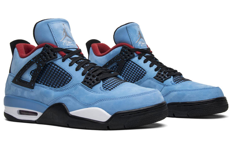 Мужские кроссовки Travis Scott Cactus Jack x Jordan Air Jordan 4 OG (синий / черный / красный) — Синий / чёрный / красный — фото 3