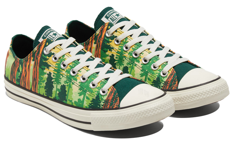 Кеды Converse Chuck Taylor All Star (зеленый с оранжевым и желтым) — Зелёный / оранжевый / жёлтый — фото 2