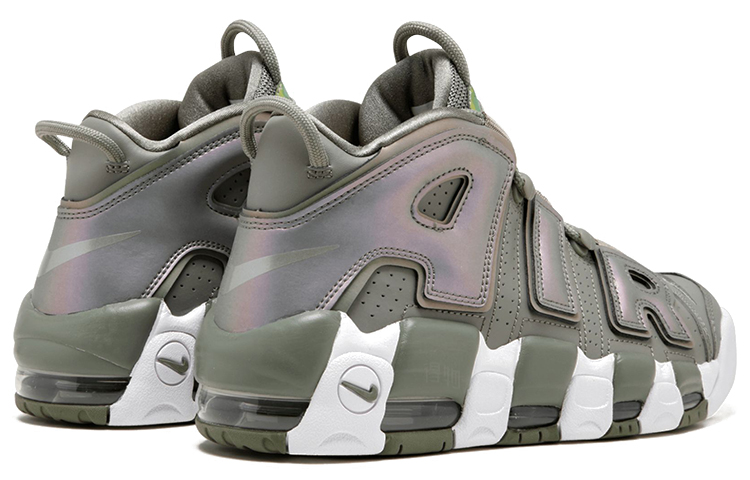 Женские кроссовки Nike Air More Uptempo Iridescent (серо-голубые) — фото 3