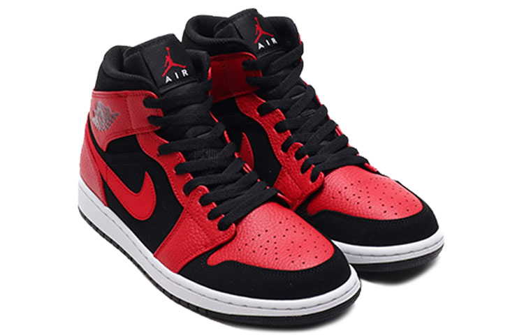 Мужские кроссовки Jordan Air Jordan 1 Mid OG (черно-красные) — Чёрный／красный — фото 2