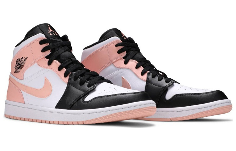 Мужские кроссовки Jordan Air Jordan 1 Mid "Arctic Orange" (черный / белый / розовый) — Чёрный / белый / розовый — фото 3
