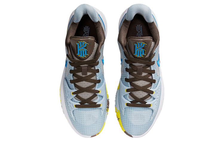 Мужские кроссовки Nike Kyrie Low 4 Light Armory Blue (сине-серо-желтые) — Синий / серый / жёлтый — фото 4