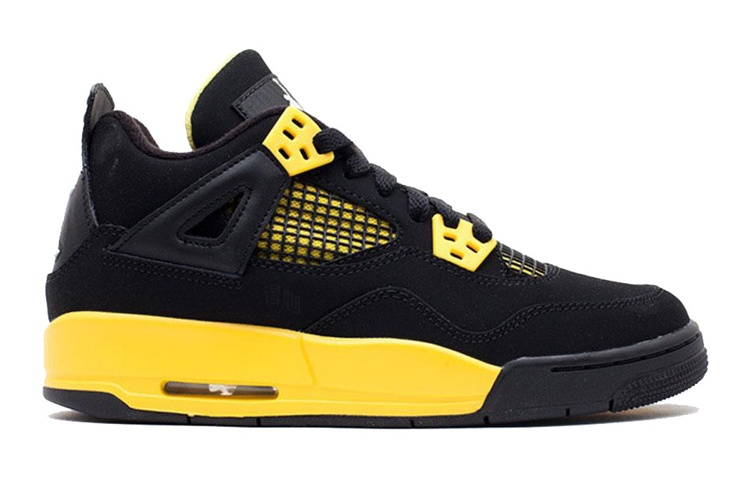 Женские кроссовки Jordan Air Jordan 4 (черно-желтые) — Чёрный / жёлтый — фото 2