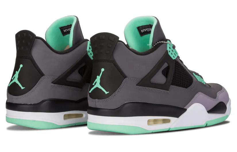 Мужские кроссовки Jordan Air Jordan 4 Retro Green Glow (серо-зеленые) — фото 4