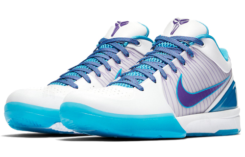 Мужские кроссовки Nike Zoom Kobe 4 Protro (бело-голубые) — 白色/湖蓝色/紫色 — фото 3