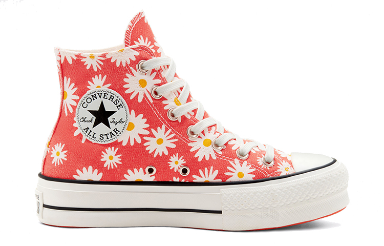 Женские кеды Converse Chuck Taylor All Star Platform High 'Camp Daisies' (красные) — фото 2