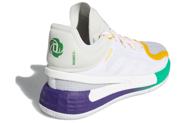 Мужские кроссовки adidas D rose 11 (бело-желто-зеленый) — фото 4