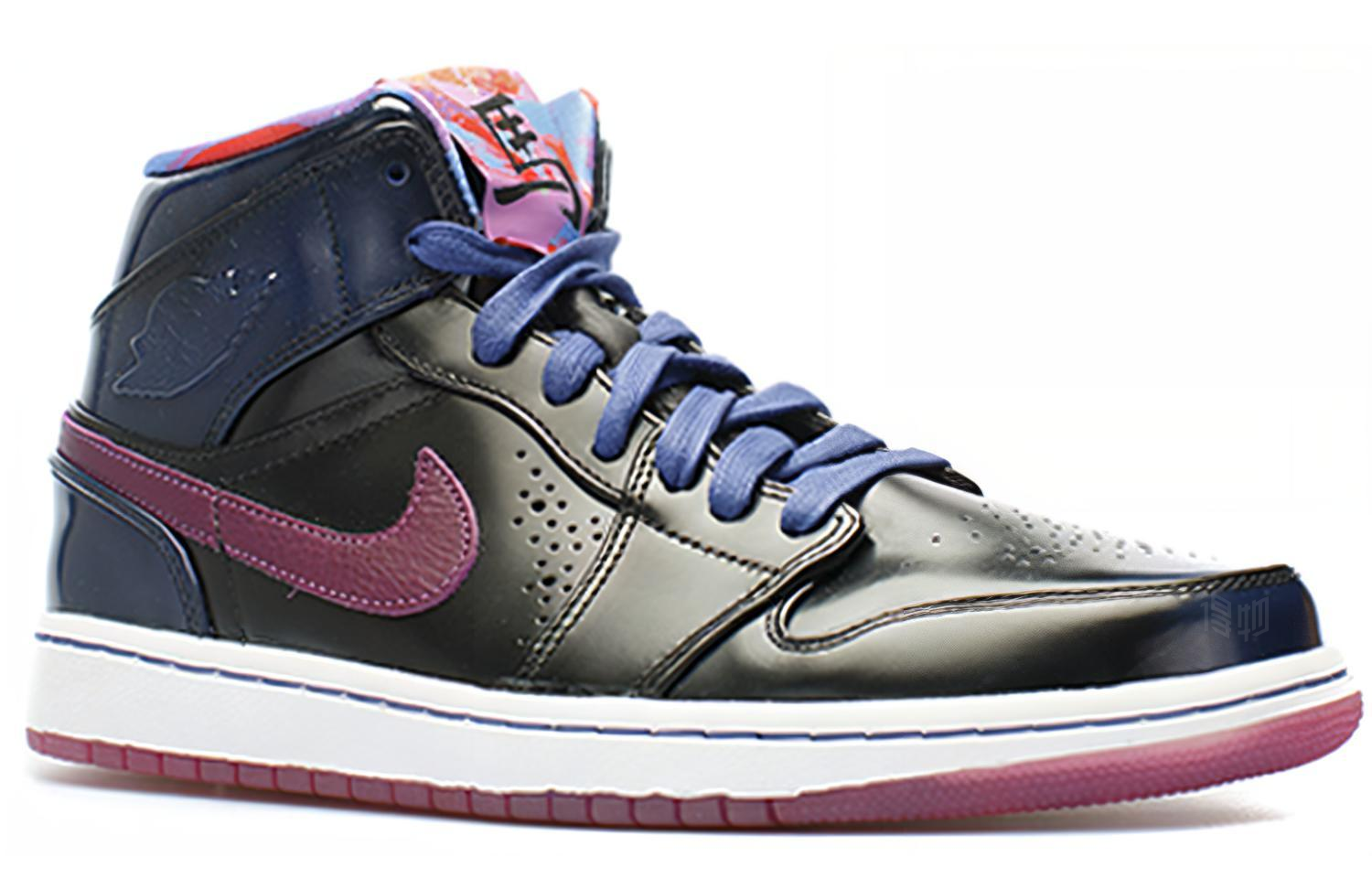 Мужские кроссовки Jordan Air Jordan 1 Retro Year of the Horse (черно-пурпурные) — 皇家蓝色/红紫色 /黑/白 — фото 2