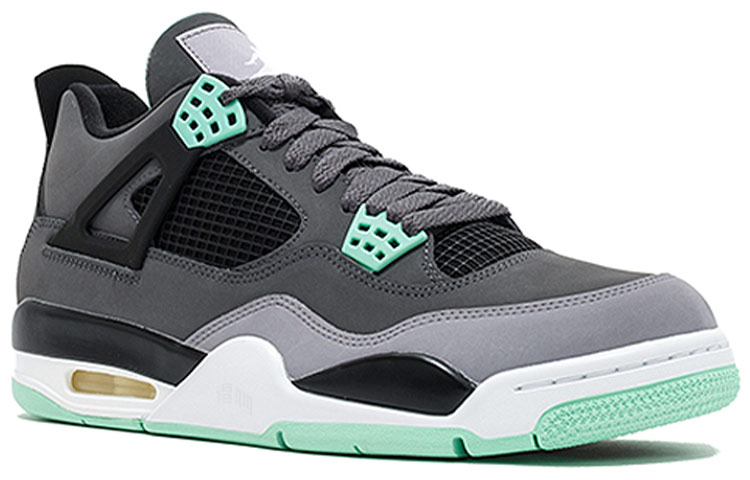 Мужские кроссовки Jordan Air Jordan 4 Retro Green Glow (серо-зеленые) — фото 2