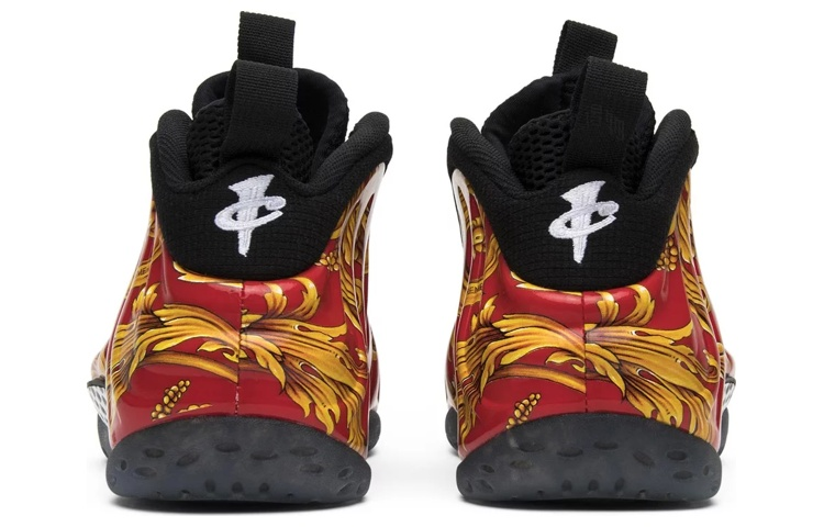 Мужские кроссовки Nike × Supreme Foamposite One OG (красно-золотые) — фото 3