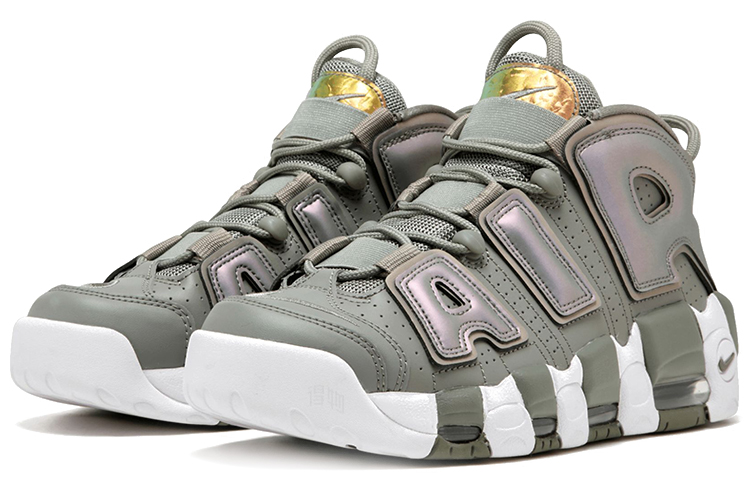 Женские кроссовки Nike Air More Uptempo Iridescent (серо-голубые) — фото 2