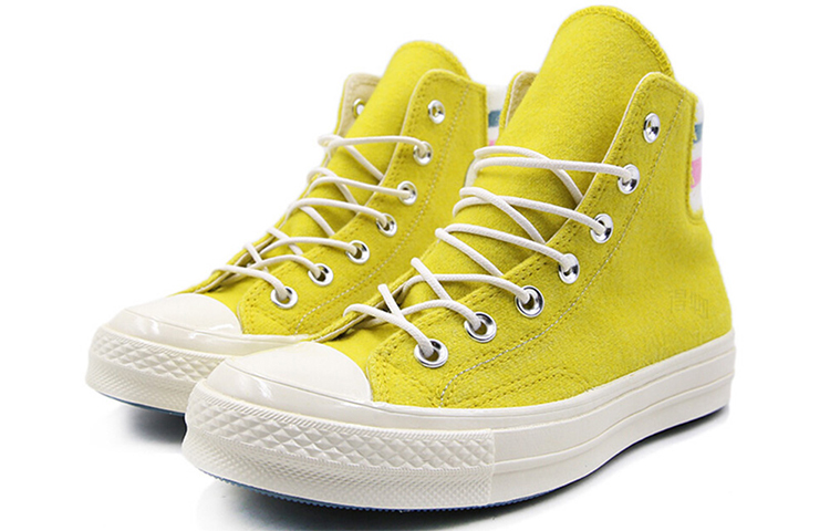 Женские кеды Converse Chuck Taylor All Star 70 Retro Stripe High (желтый / белый) — Жёлтый / белый — фото 3