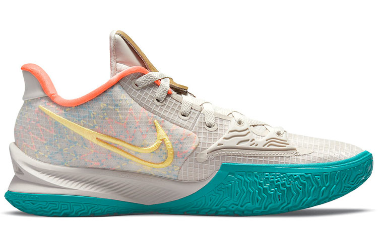 Кроссовки Nike Kyrie Low 4 (бежевый / зеленый / оранжевый) — Бежевый / зелёный / оранжевый — фото 2