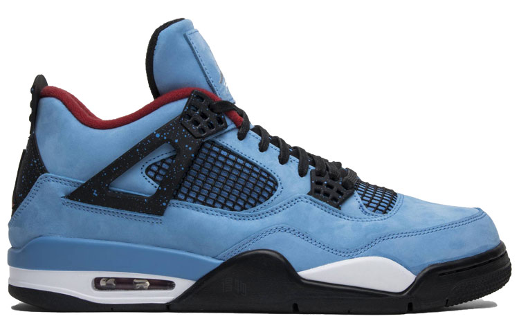 Мужские кроссовки Travis Scott Cactus Jack x Jordan Air Jordan 4 OG (синий / черный / красный) — Синий / чёрный / красный — фото 2