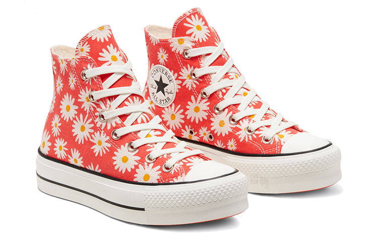 Женские кеды Converse Chuck Taylor All Star Platform High 'Camp Daisies' (красные) — фото 3