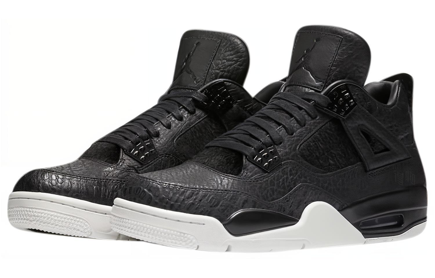 Мужские кроссовки Jordan Air Jordan 4 Retro Pony Hair Black (черно-белые) — 黑/帆色/黑 — фото 3