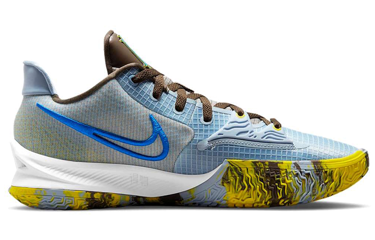 Кроссовки Nike Kyrie Low 4 EP (сине-серо-желтые) — фото 2