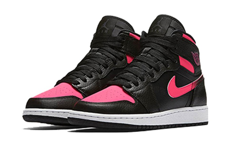 Женские кроссовки Jordan Air Jordan 1 Retro High Black Hyper Pink (черно-розовые) — 黑/黑/正粉色/白 — фото 3