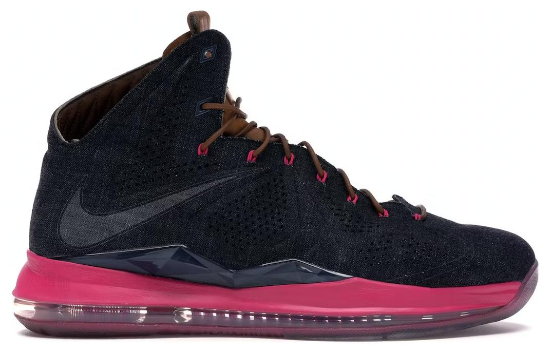 Мужские кроссовки Nike Lebron 10 EXT Denim OG (сине-розовые) — 午夜蓝/午夜蓝/榛子色/火红 — фото 2
