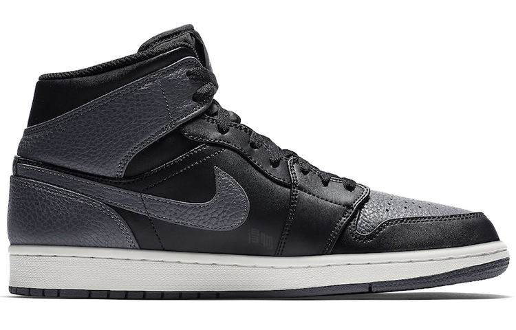 Мужские кроссовки Jordan Air Jordan 1 Mid (темно-серые) — Чёрный / серый — фото 2