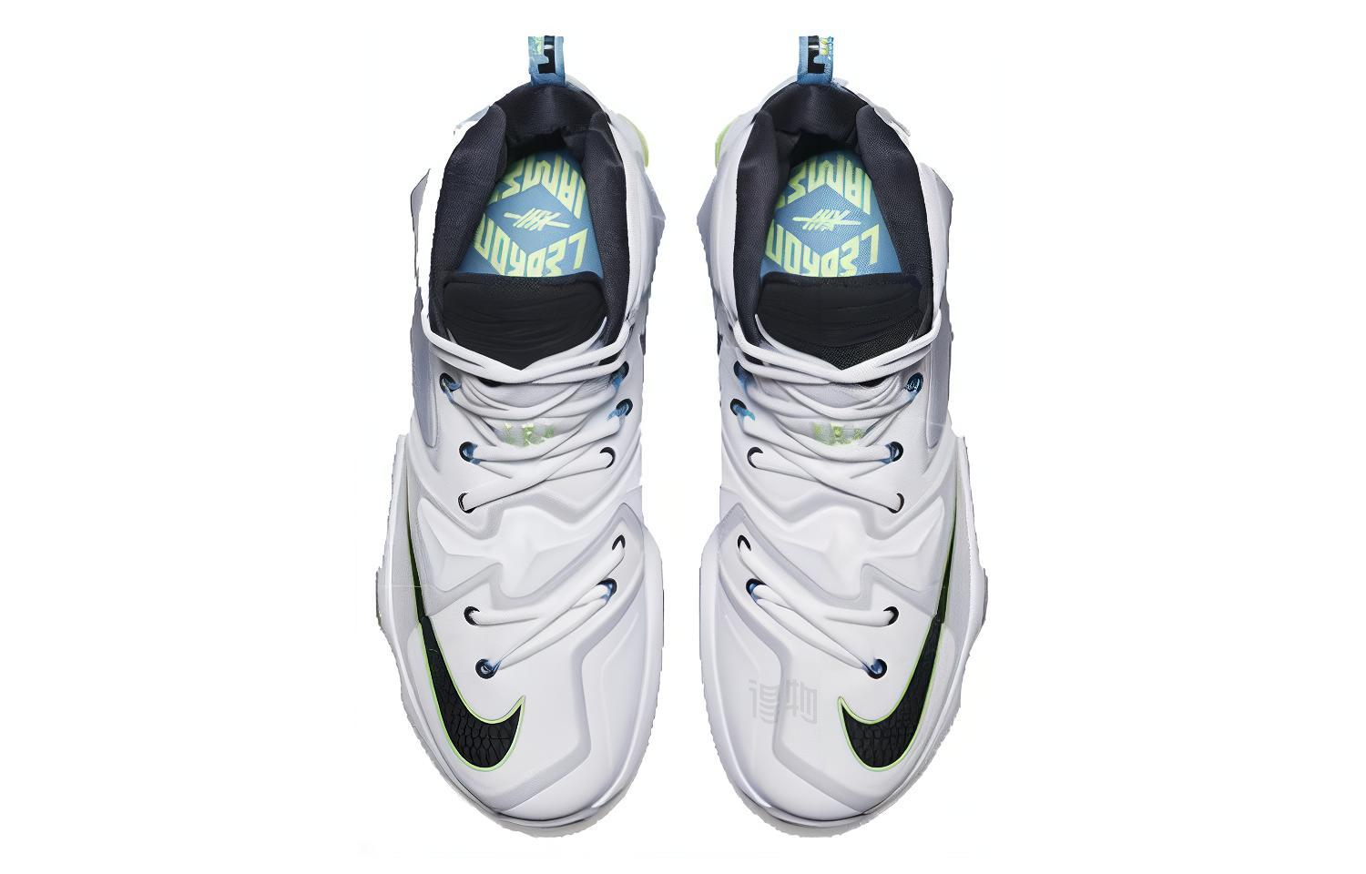 Мужские кроссовки Nike Lebron 13 Command Force OG (бело-серые) — 白/狼灰/绿/黑 — фото 3