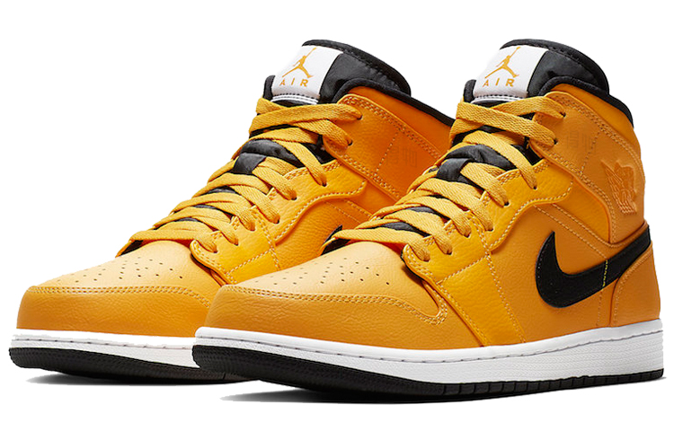 Мужские кроссовки Jordan Air Jordan 1 MID (черно-желтый) — фото 3