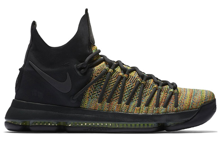 Мужские кроссовки Nike KD 9 ELITE "Multi-Color" (разноцветные) — 多/彩色/黑/狼灰 — фото 2