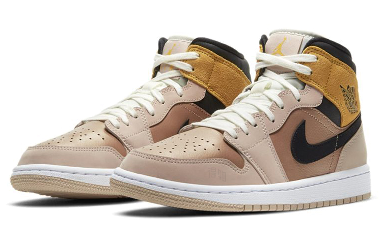 Женские кроссовки Jordan Air Jordan 1 Mid SE "Particle Beige" (розово-черно-оранжевый) — 粉/黑/橘 — фото 3