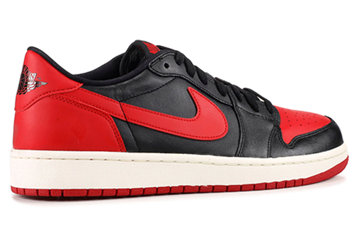 Кроссовки Jordan Air Jordan 1 Retro Low Bred (черно-красные) — Чёрный / красный — фото 3