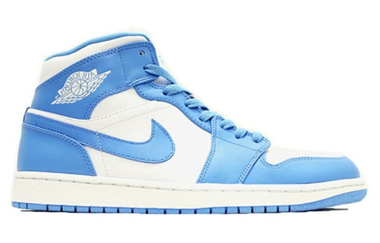 Мужские кроссовки Jordan Air Jordan 1 Retro Mid (белые) — 白/大学蓝/白 — фото 2
