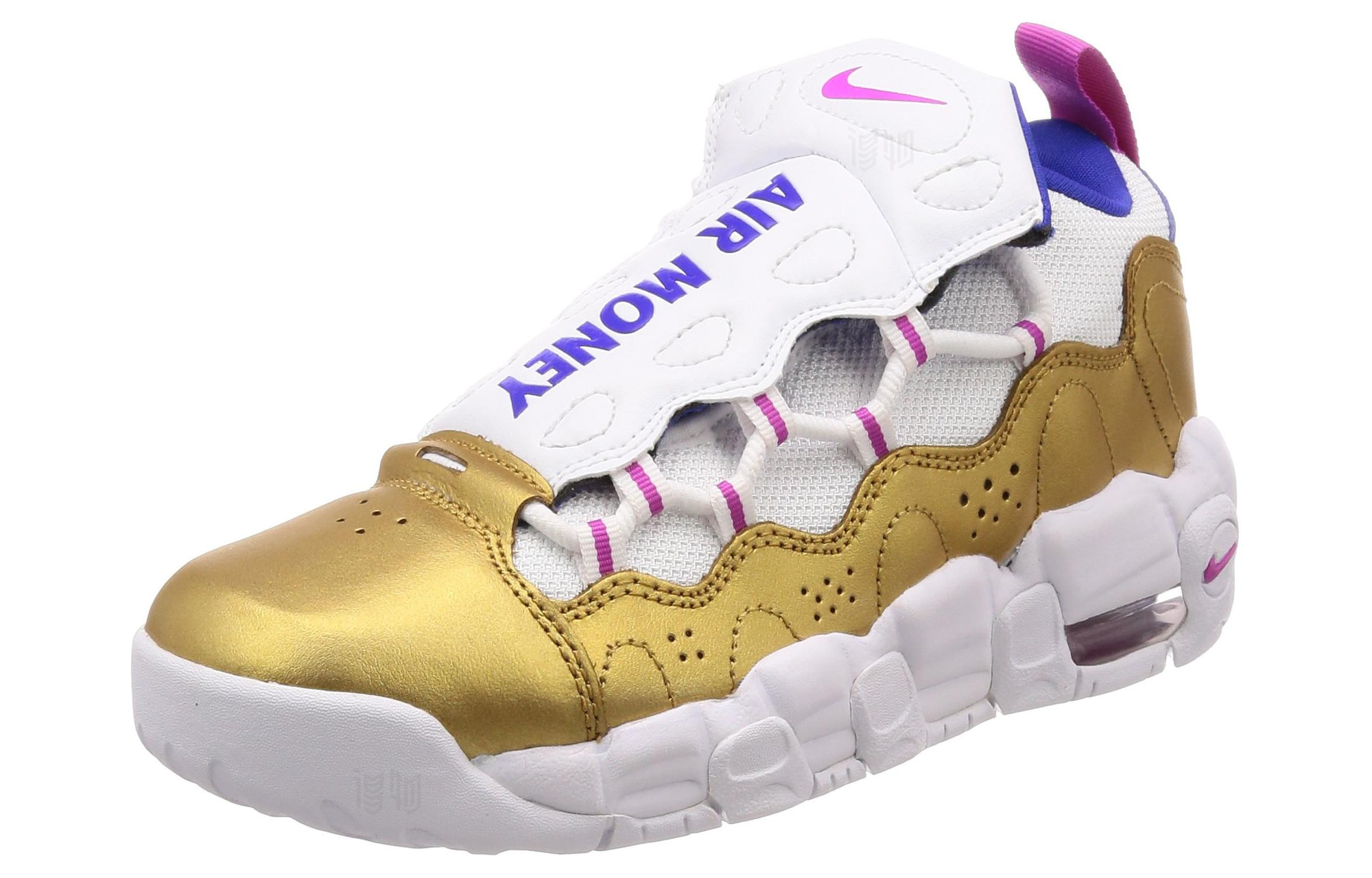 Женские кроссовки Nike Air More Money (бело-золотые) — фото 3