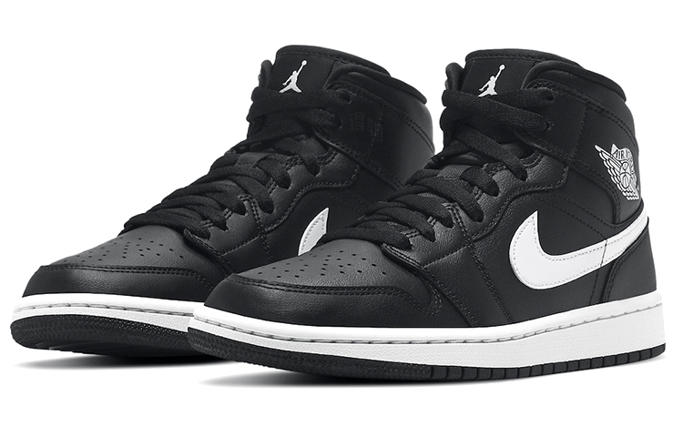 Женские кроссовки Jordan Air Jordan 1 Mid "Black/White" (черный / белый) — Чёрный / белый — фото 3
