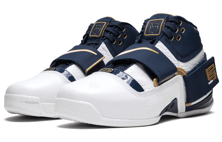 Мужские кроссовки Nike Zoom Soldier LeBron Think 16 (сине-белые) — фото 3