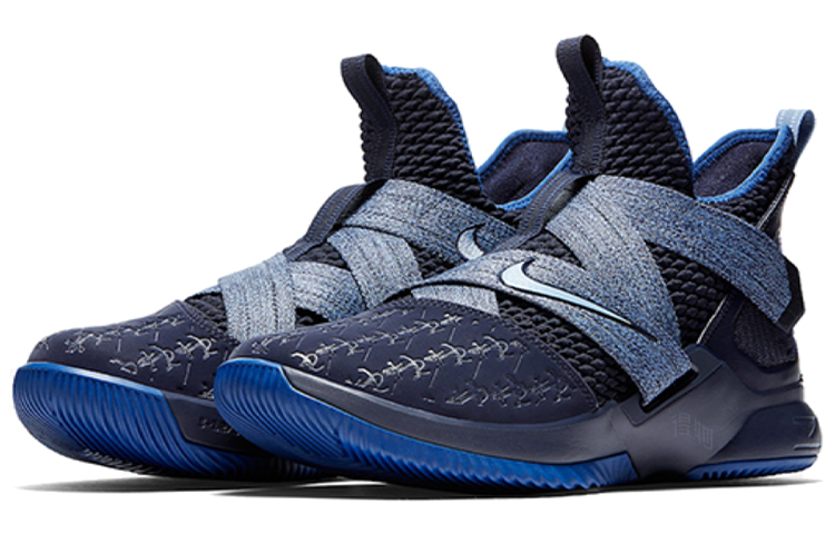 Мужские кроссовки Nike zoom soldier 12 LeBron "Blackened Blue" (темно-синие) — Тёмно-синий — фото 3