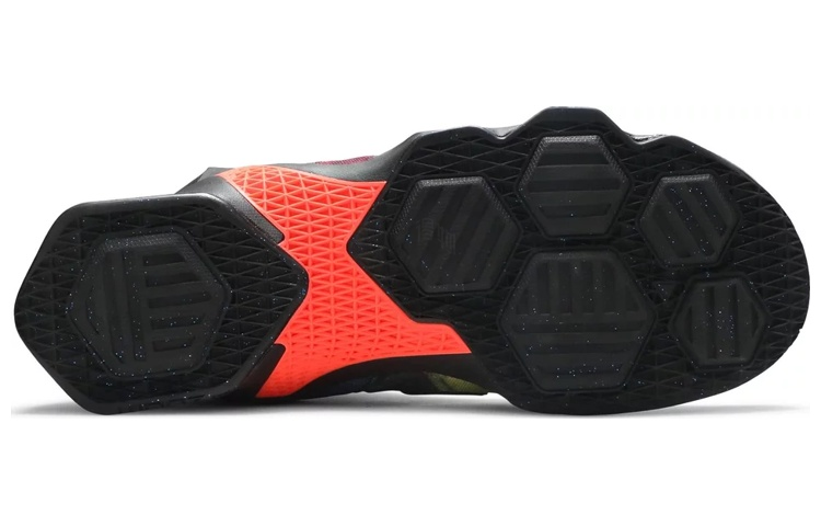 Мужские кроссовки Nike Lebron 13 Akronite 13 (черно-разноцветные) — 黑/黑/荧光橘色/湖蓝色 — фото 5